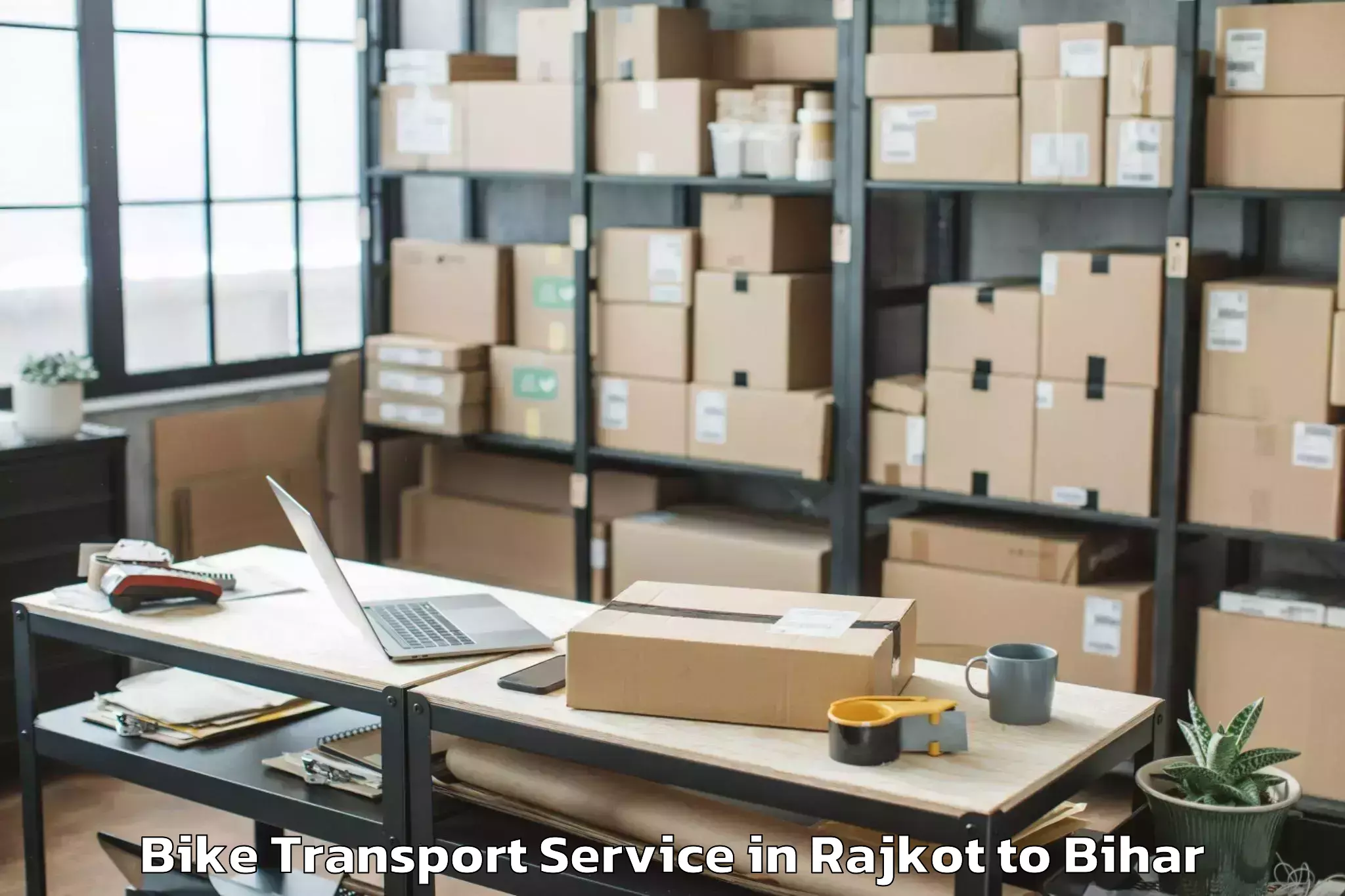 Book Rajkot to Lauriya Bike Transport Online